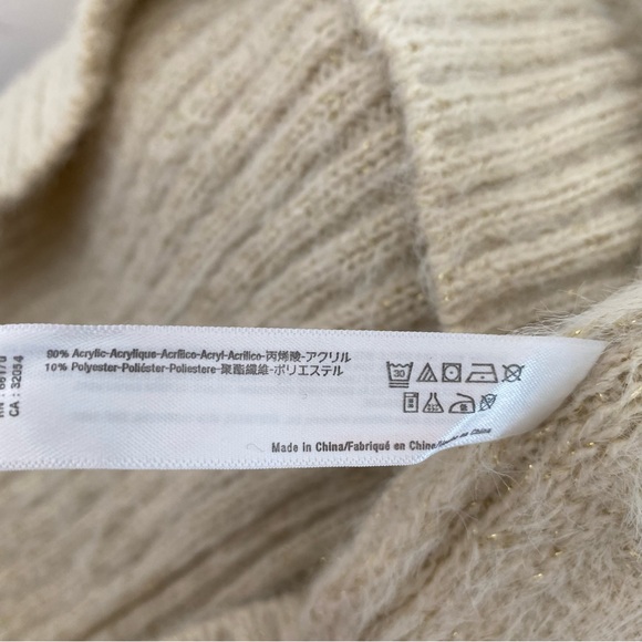 Urban Outfitters Do Everything In Love Neutral Rib Neck Glitter Poncho Sweater - Picture 6 of 6